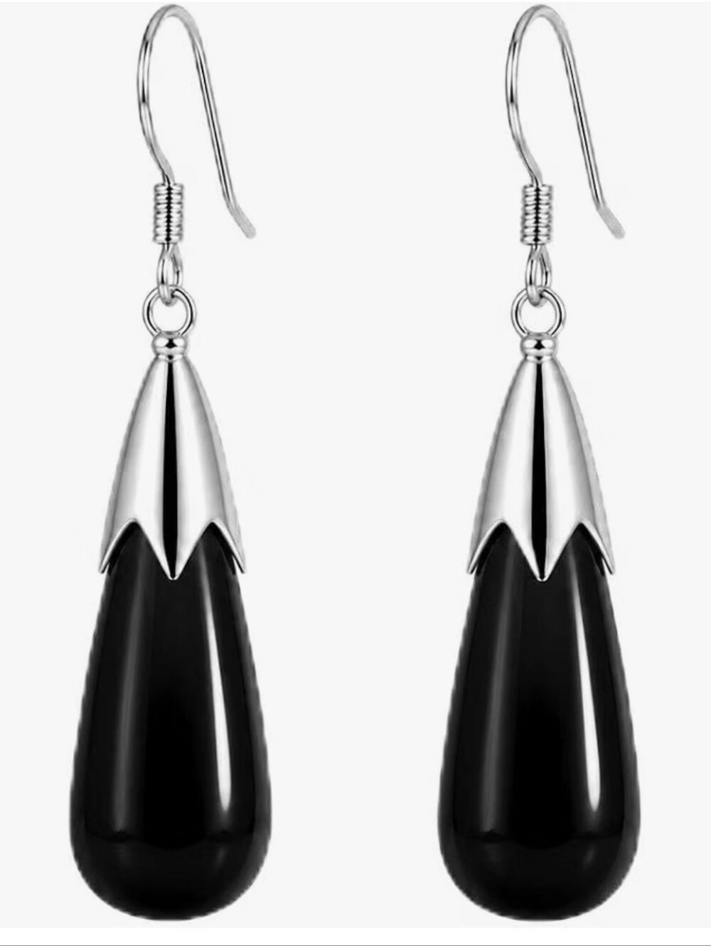 Black Obsidian Dangle Drop Earrings